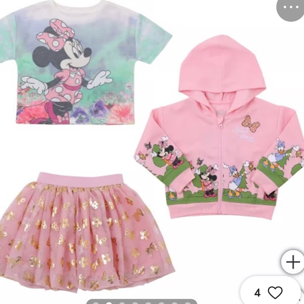 Disney Minnie Mouse Girls 3 piece Set with hooded sweatshirt, tutu,t-shirt 2T - Picture 3 of 6